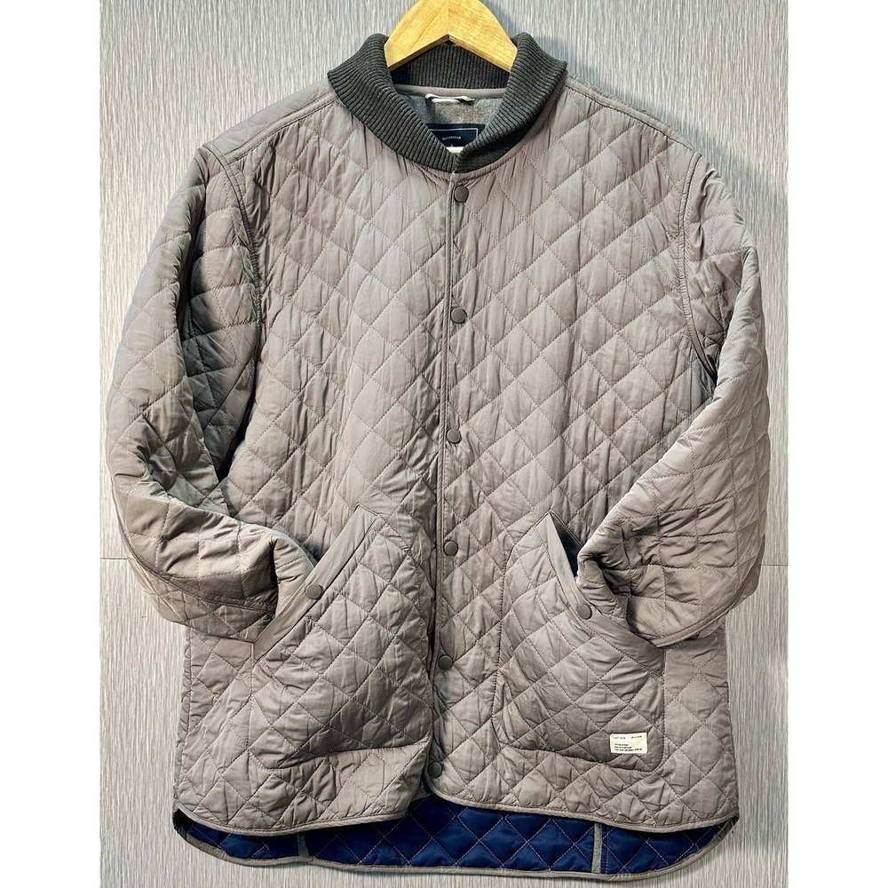 Frank and Oak Jacket Size XL Gray Diamond Quilted Coat Snaps - Picture 2 of 9